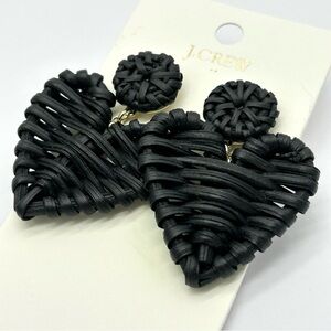 J. Crew Woven Black Heart Earrings NWT